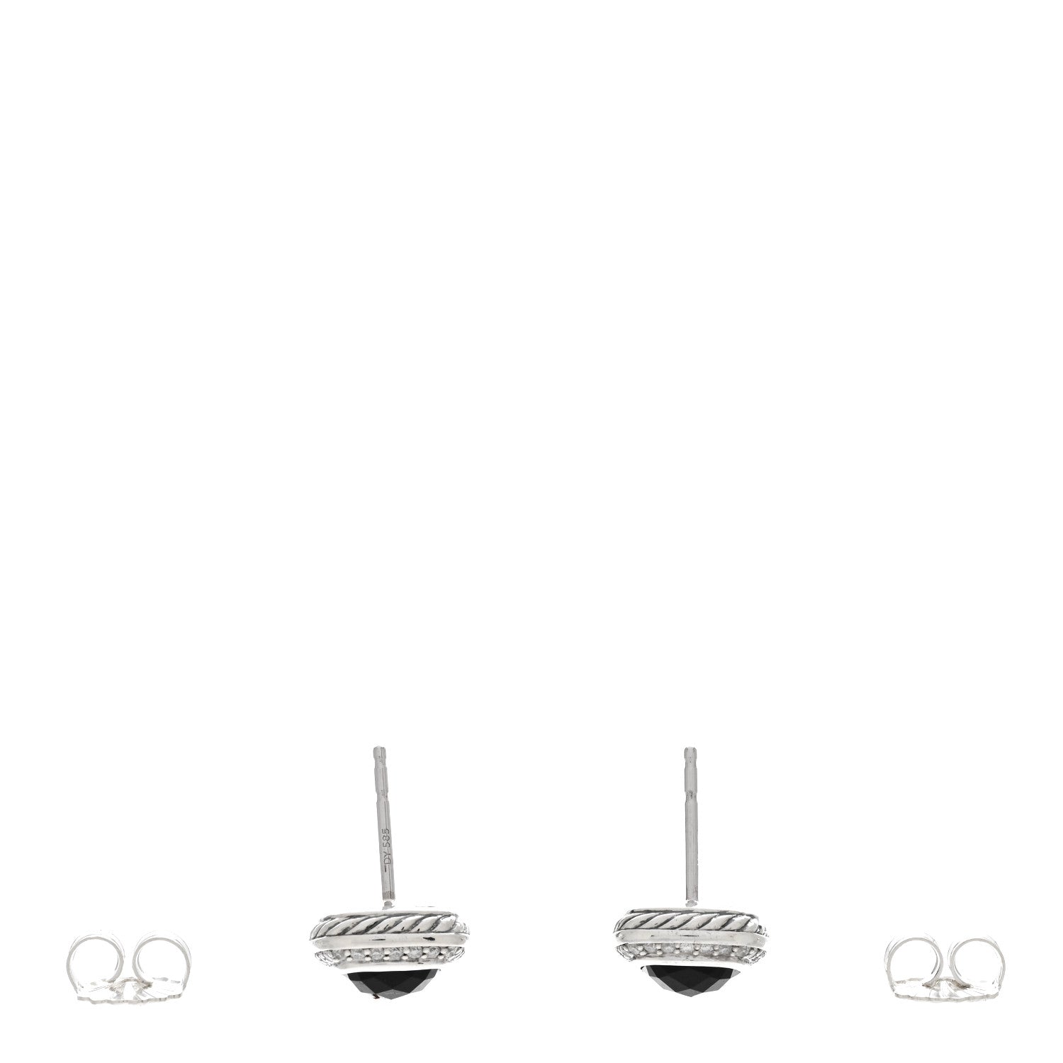 David Yurman Sterling Silver Diamond Black Onyx 7mm Albion Earrings 3 of 5