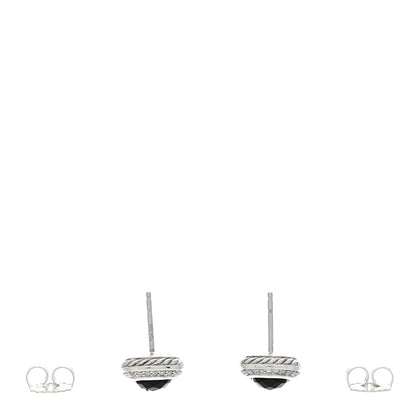 David Yurman Sterling Silver Diamond Black Onyx 7mm Albion Earrings 3 of 5