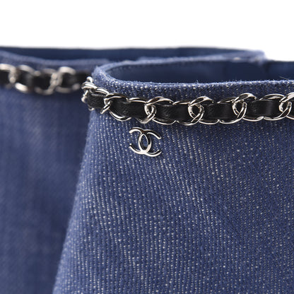 Chanel Denim Grosgrain Cap Toe Short Boots 37 Blue 8 of 9