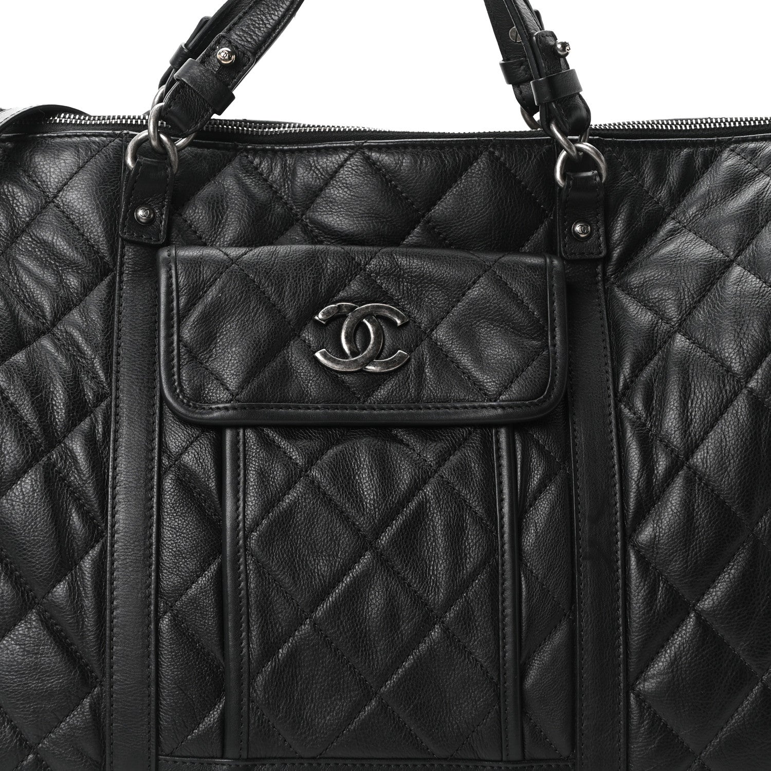 Chanel Calfskin Quilted Casual Riviera Bowling Bag Black 8 of 10