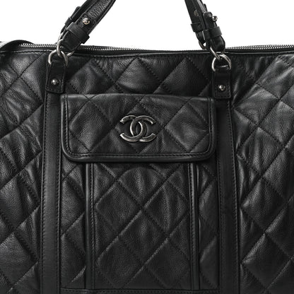 Chanel Calfskin Quilted Casual Riviera Bowling Bag Black 8 of 10