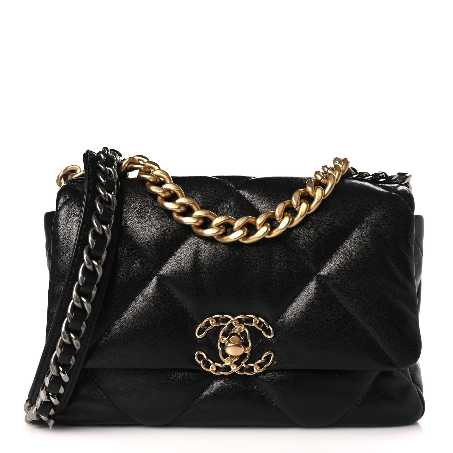 Goatskin Quilted Medium Chanel 19 Flap Black