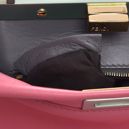 Fendi Nappa Colorblock Mini Peekaboo Iconic Satchel Rosa Fluo Oxigen Slate 9 of 9