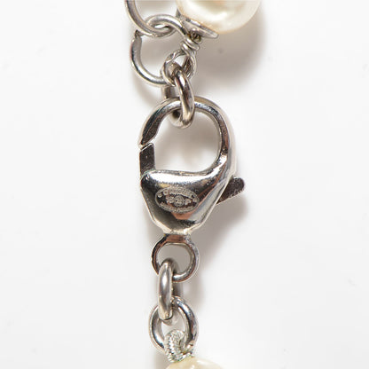 Chanel Crystal Baguette Pearl CC Short Necklace Silver 4 of 4