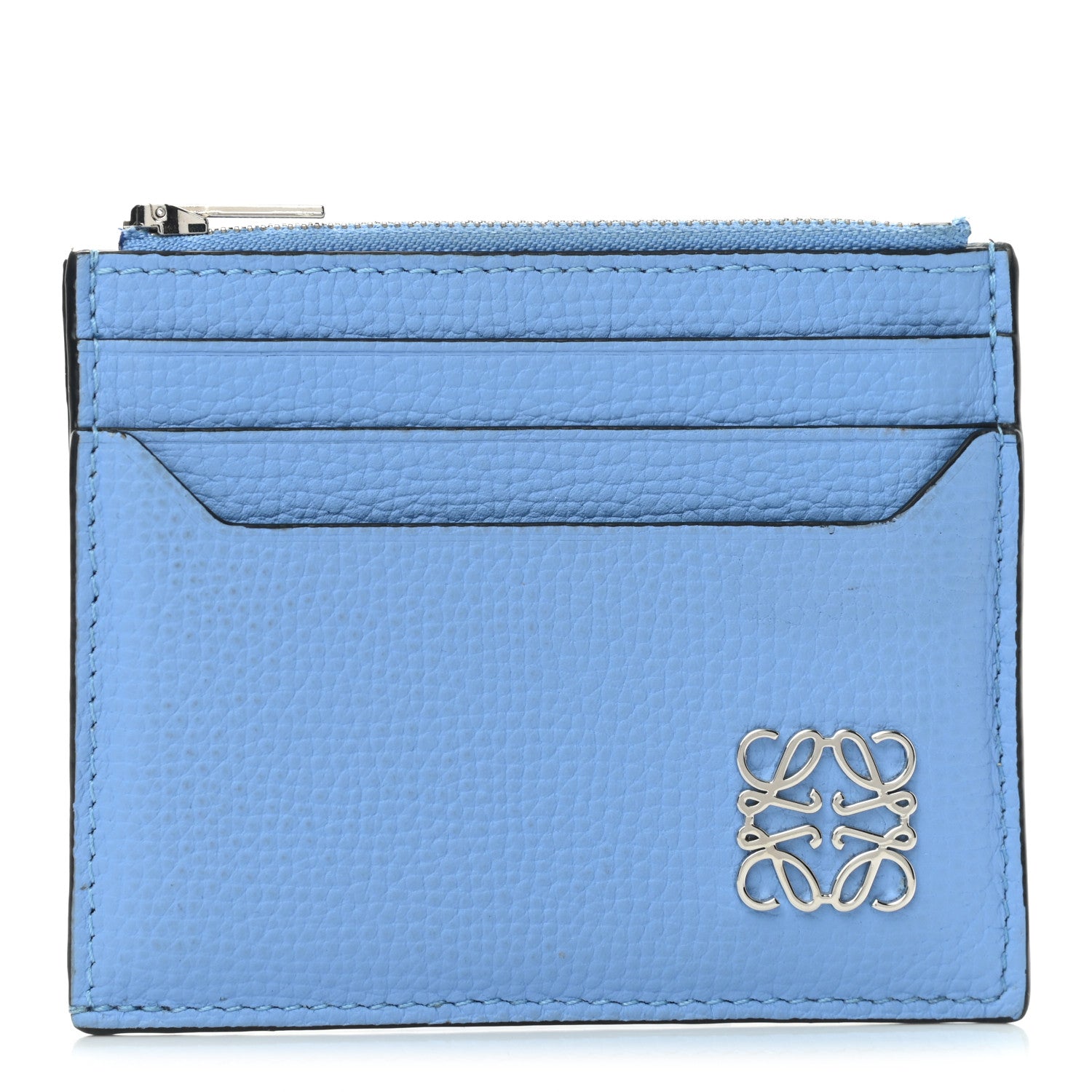 Loewe Pebble Grain Calfskin Anagram Square Zip Cardholder Celestine Blue 1 of 6