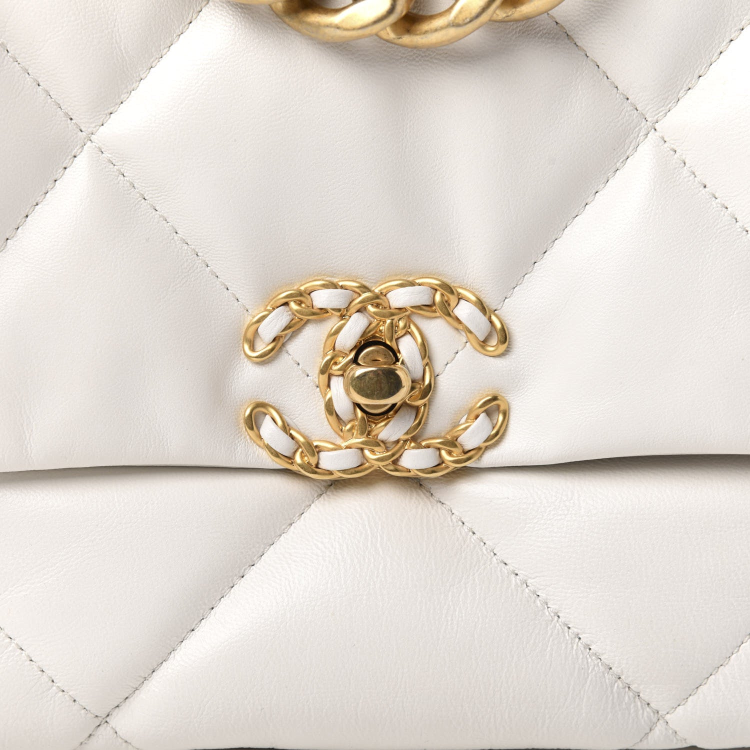 Chanel Goatskin Quilted Large 19 Flap White 10 of 11