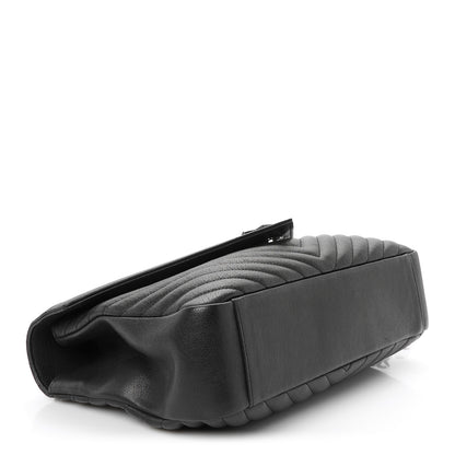 Saint Laurent Sheepskin Matelasse Chevron Monogram Monochrome Large College Satchel Black 4 of 10