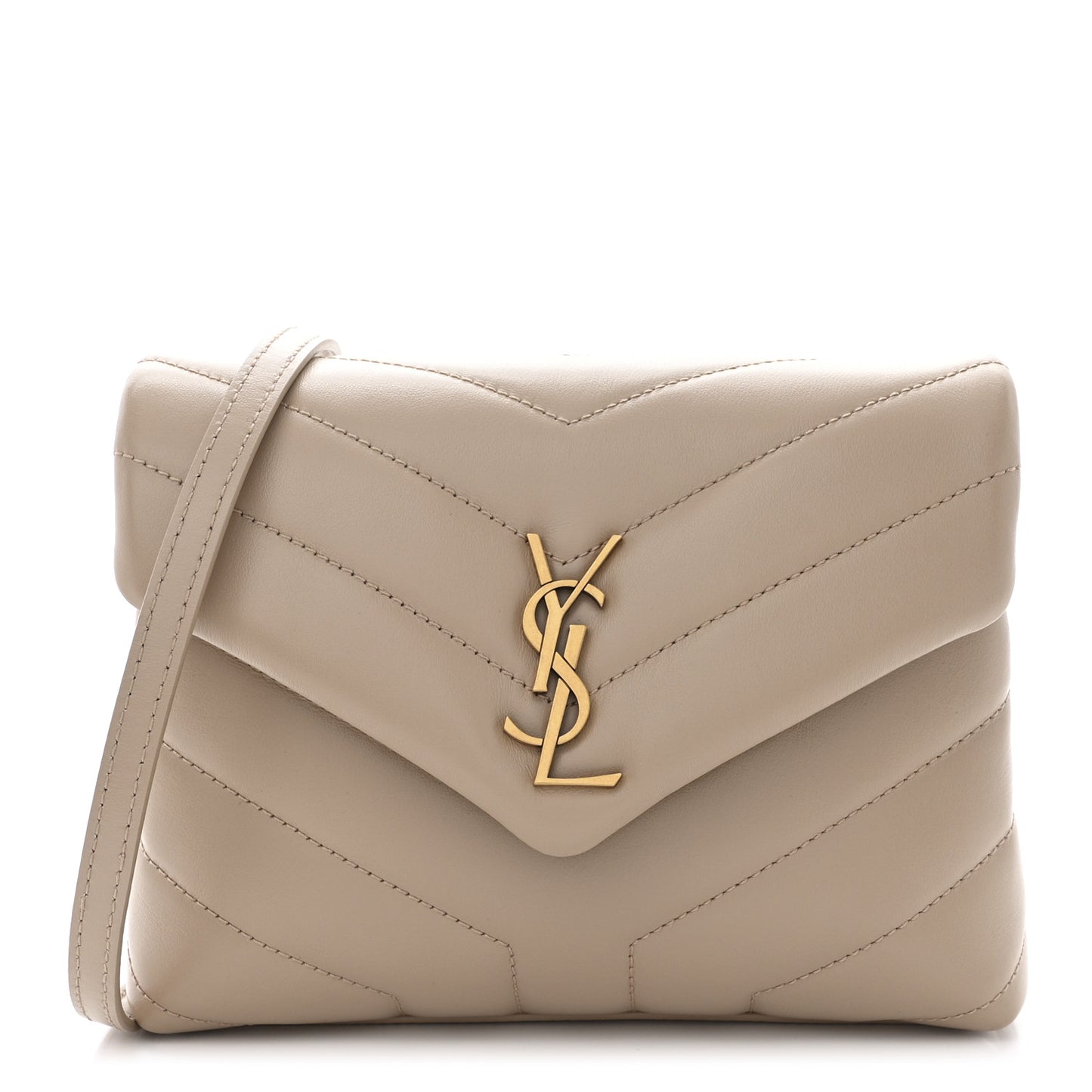 Calfskin Y Quilted Monogram Toy Loulou Crossbody Bag Dark Beige