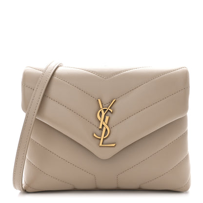 Saint Laurent Calfskin Y Quilted Monogram Toy Loulou Crossbody Bag Dark Beige 1 of 13