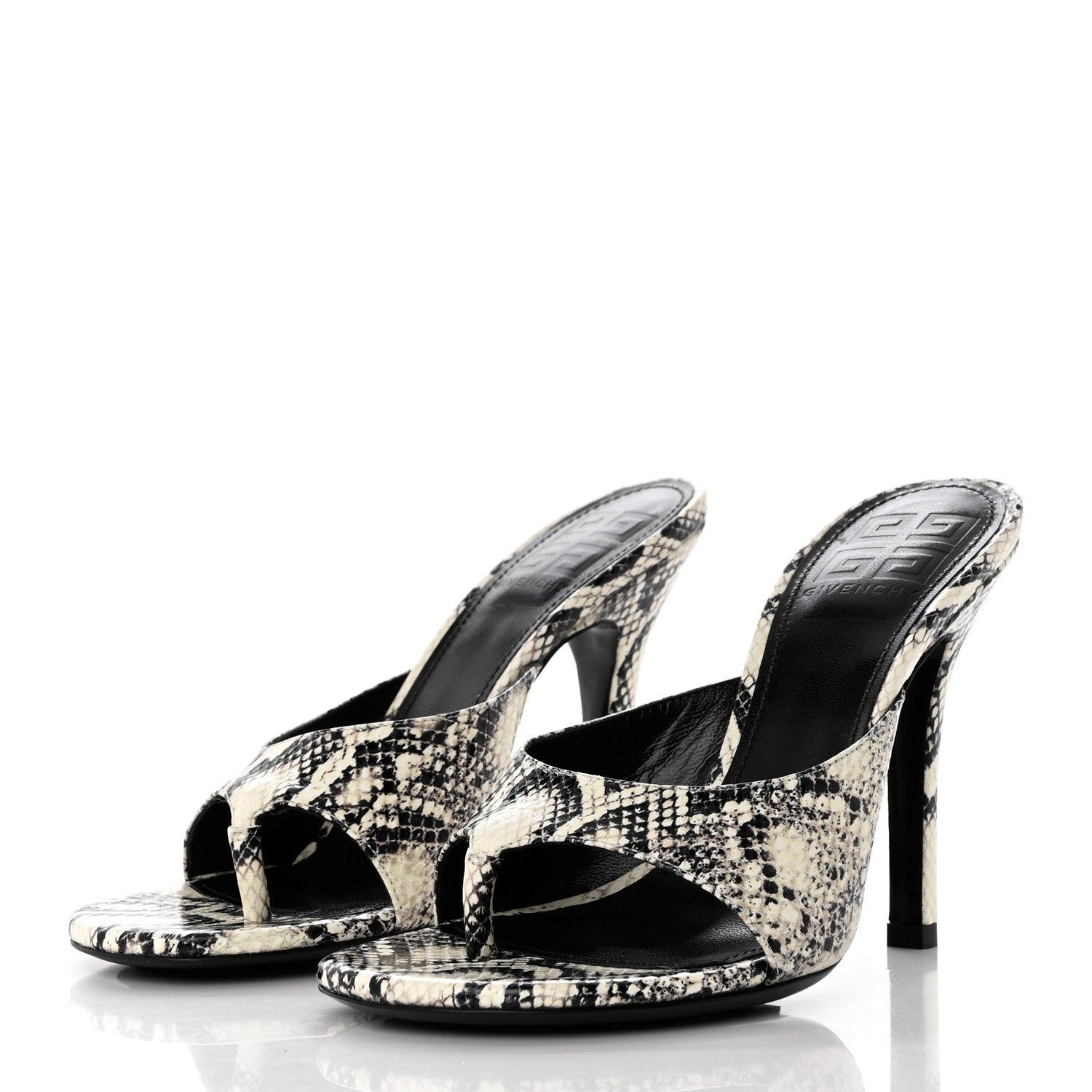 Givenchy Snakeskin Embossed Thong-Strap Sandals Mules 37 White 3 of 9