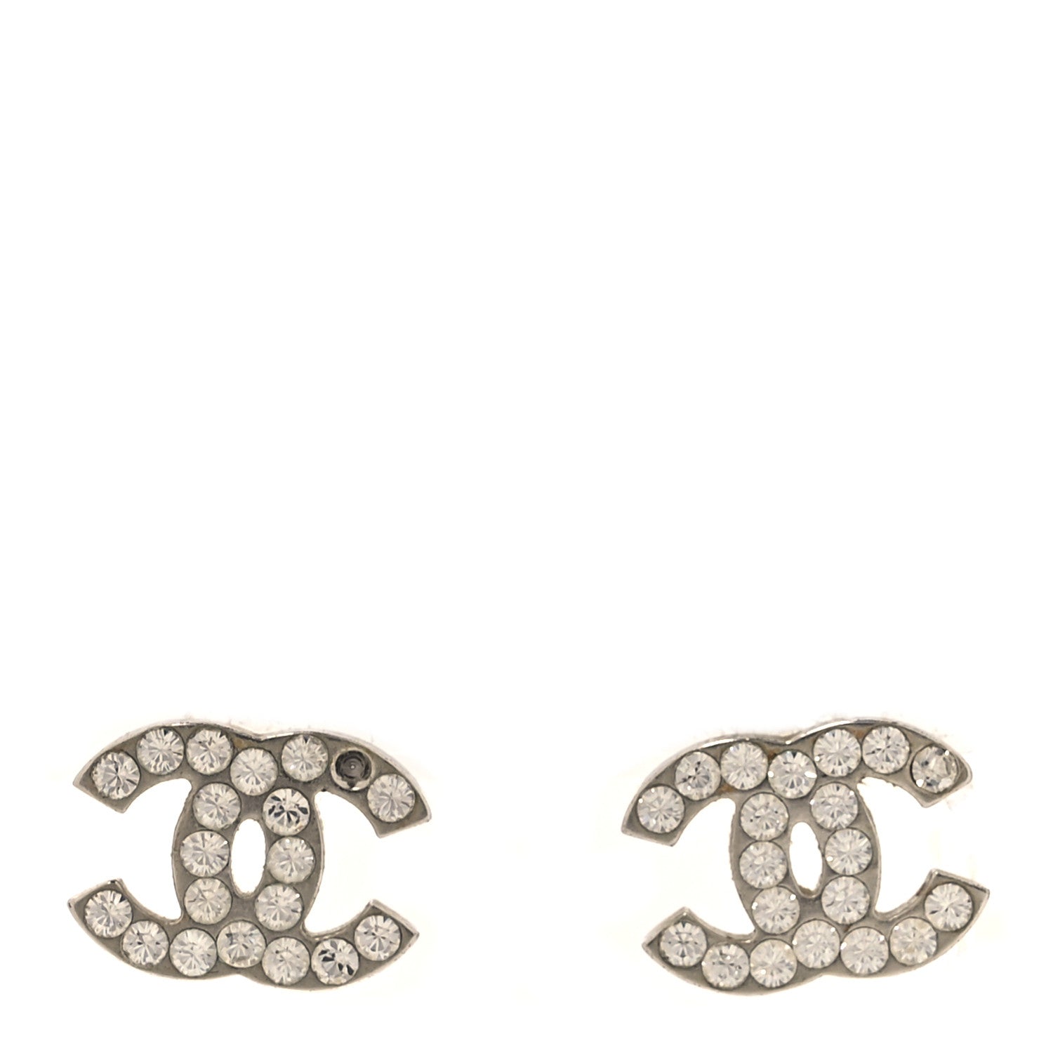Chanel Crystal Mini CC Earrings Silver 1 of 5