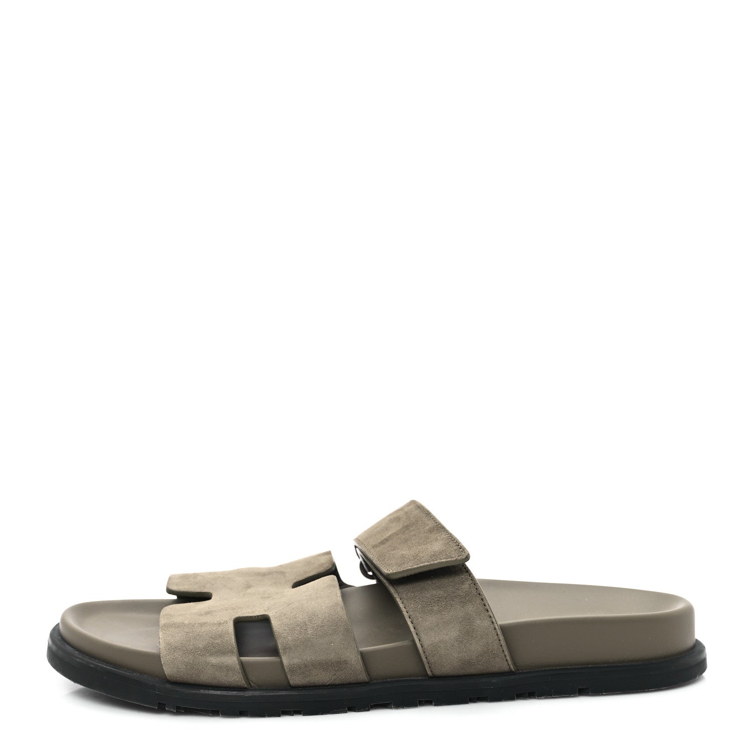 Hermes Suede Goatskin Womens Chypre Sandals 41 Vert Toundra