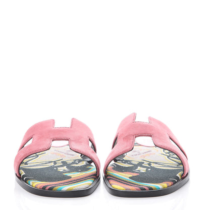 Hermes Suede Goatskin Oran Sandals 38 Rose De Venice 2 of 8