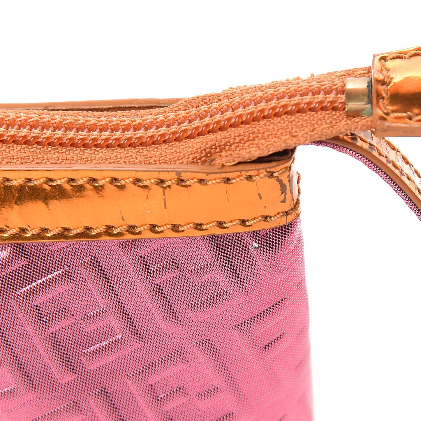 Metallic Lurex Patent Zucchino Pochette Pink Orange