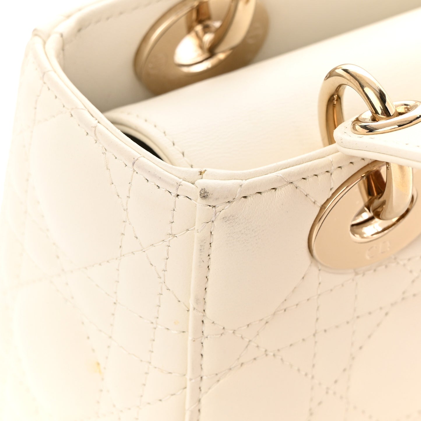 Lambskin Cannage Small My ABCDior Lady Dior White