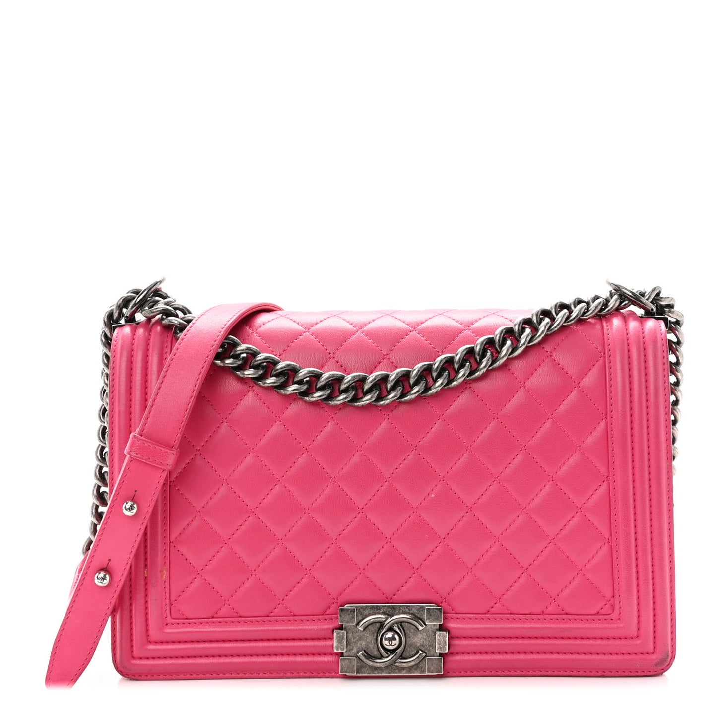 Lambskin Quilted New Medium Boy Flap Pink