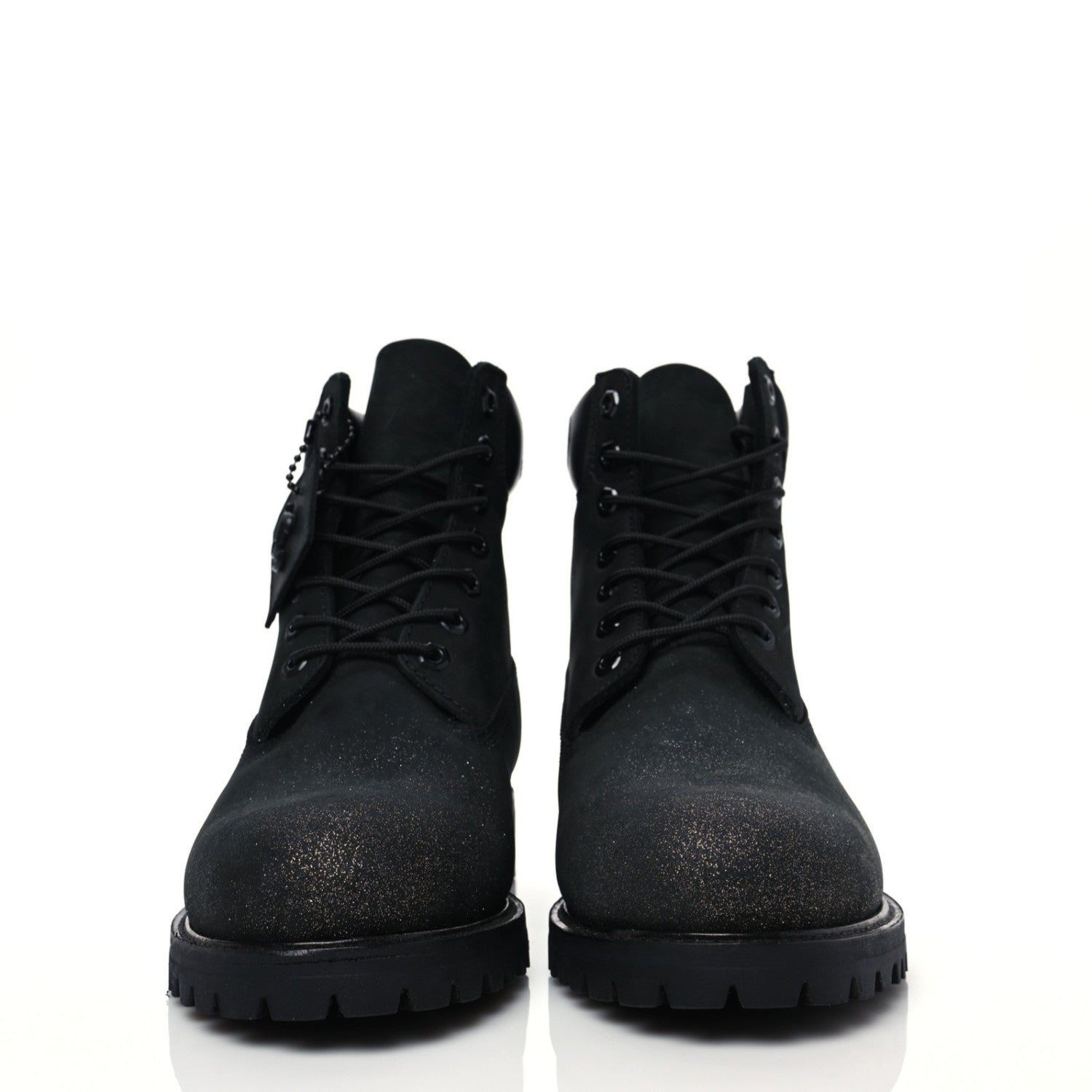 Jimmy Choo X TIMBERLAND Nubuck Glitter Ankle Boots 7 Black Gunmetal 2 of 8
