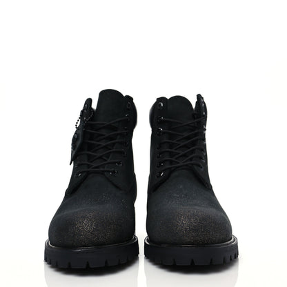 Jimmy Choo X TIMBERLAND Nubuck Glitter Ankle Boots 7 Black Gunmetal 2 of 8