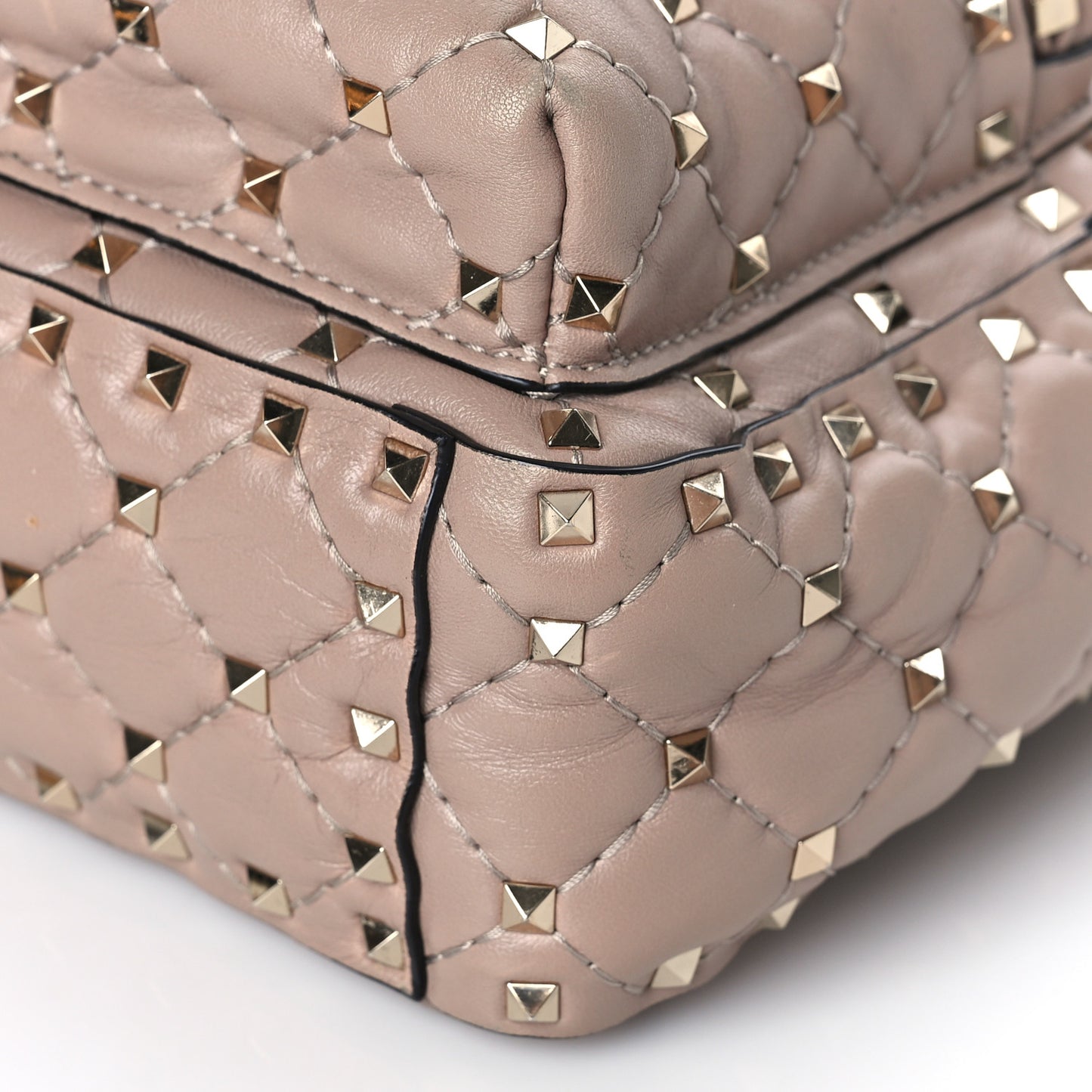 Nappa Quilted Mini Rockstud Spike Backpack Poudre