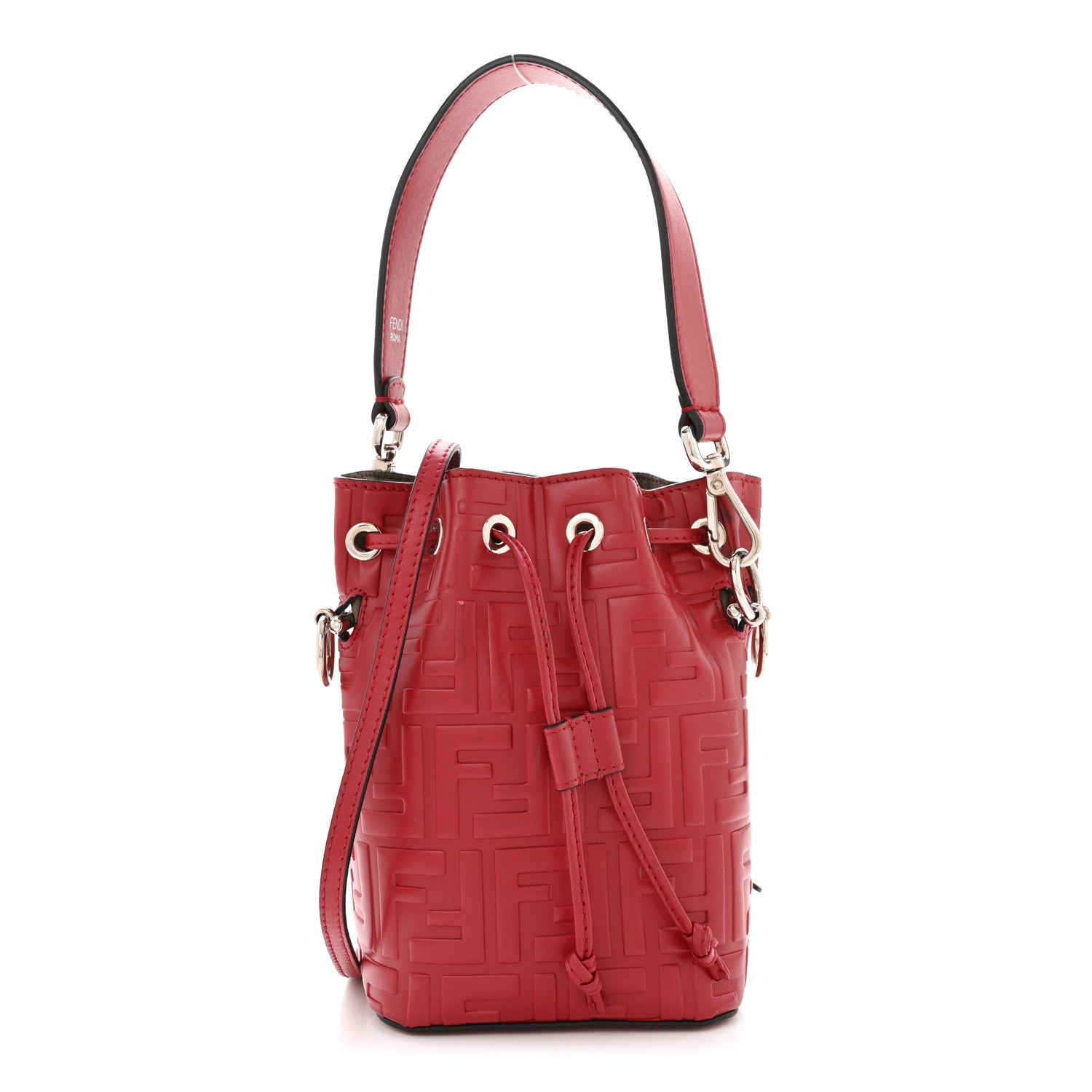 Fendi Vitello Liberty F is Fendi FF 1974 Embossed Mini Mon Tresor Bucket Bag Fragola 1 of 11