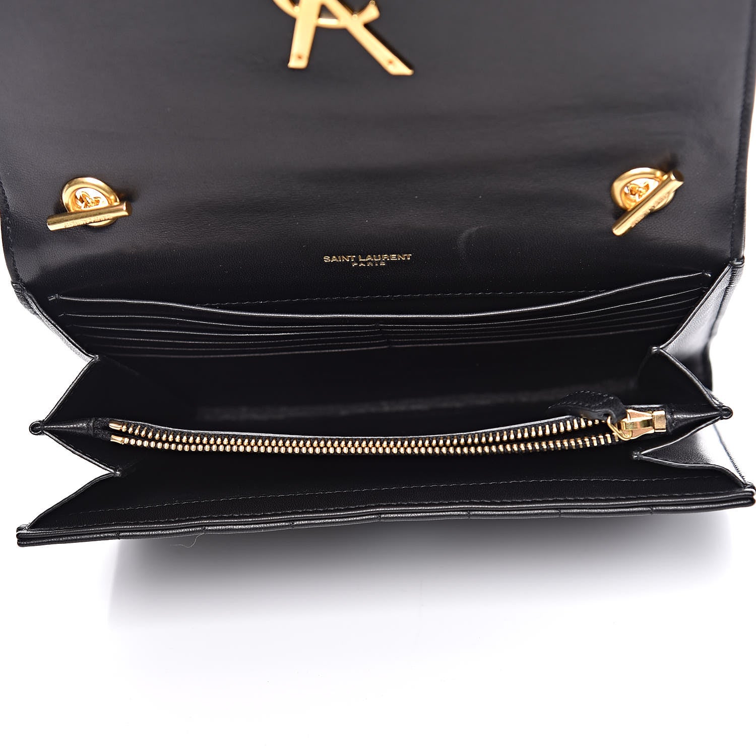 Saint Laurent Lambskin Matelasse Monogram Vicky Chain Wallet Black 5 of 11