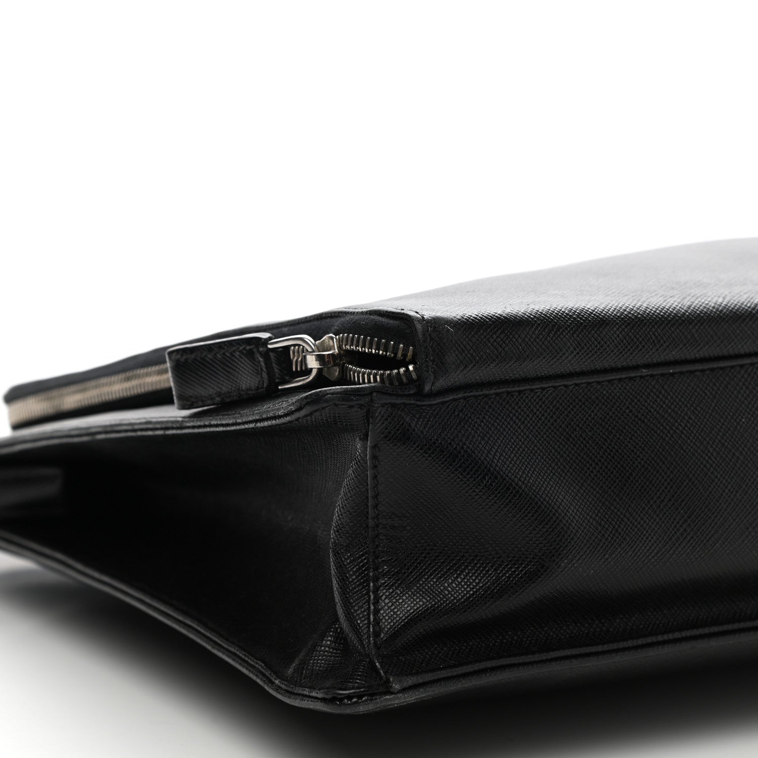 Prada Saffiano Cuir Front Zip Pocket Briefcase Black 8 of 13