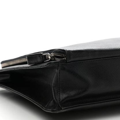 Prada Saffiano Cuir Front Zip Pocket Briefcase Black 8 of 13