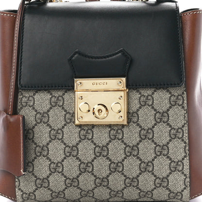 Gucci GG Supreme Monogram Calfskin Padlock Backpack Beige Cuir Black 9 of 12