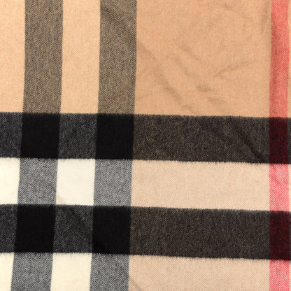 Burberry Cashmere Giant Check Fringe Cape Scarf Archive Beige 2 of 3