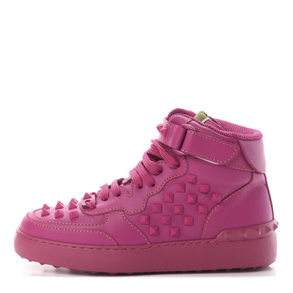 Valentino Garavani Calfskin Rockstud High Top Sneakers 35 Fuxia 1 of 7