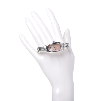 David Yurman Stainless Steel Sterling Silver Diamond Pink Mother of Pearl 20mm Madison Cable Quartz Watch 2 of 7