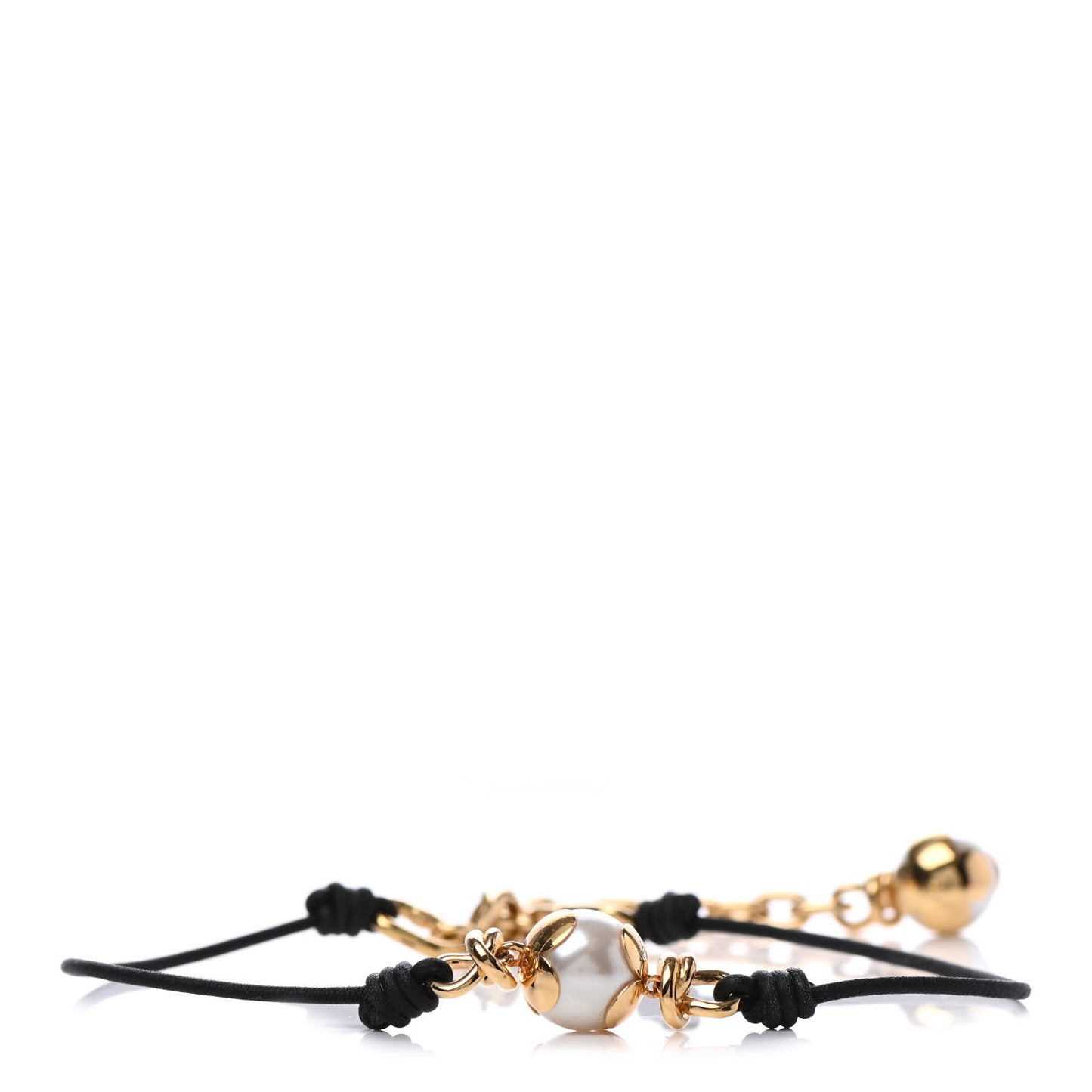 Calfskin Pearl Knotty Choker Necklace Black