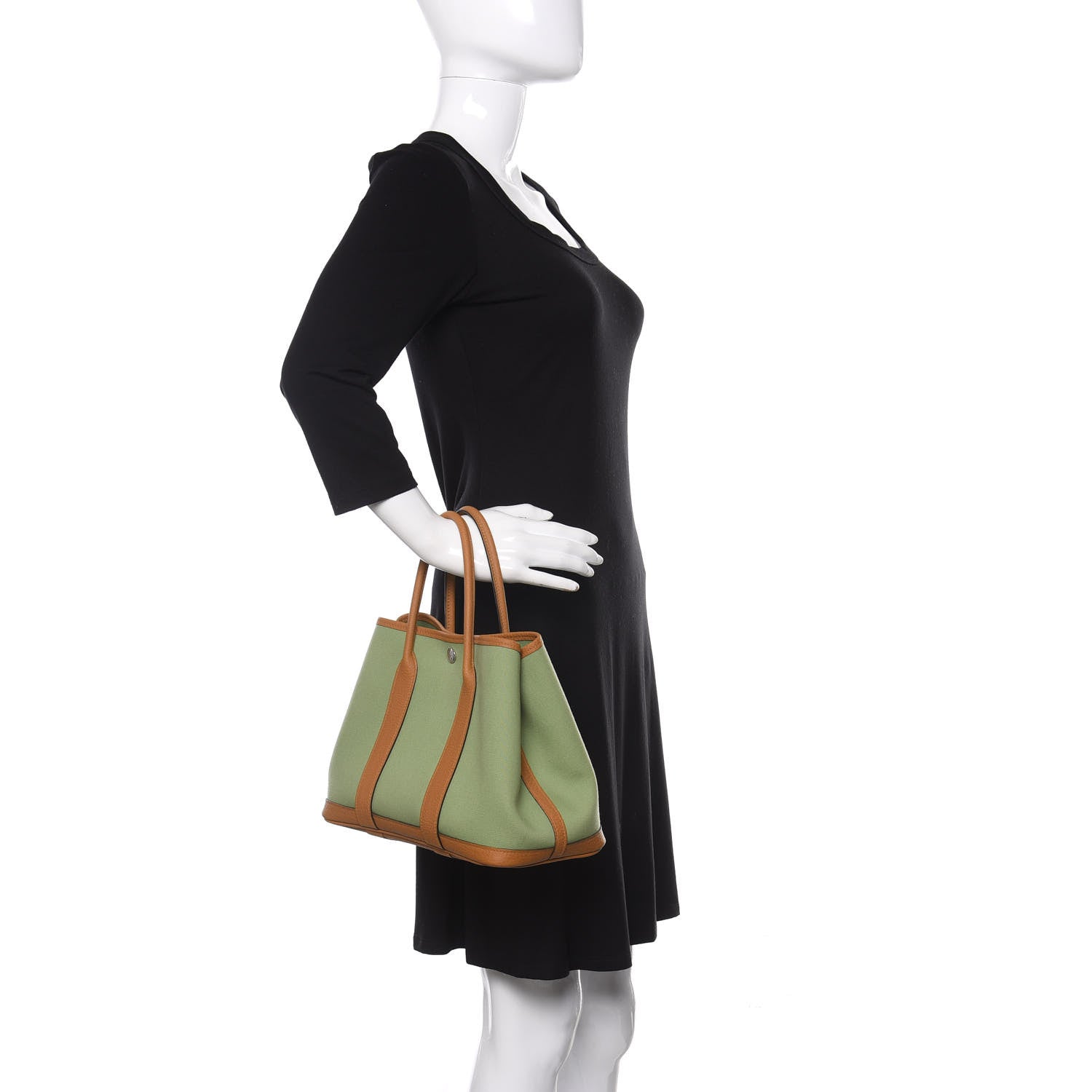 Hermes Toile Vache Garden Party Tote 30 Vert Criquet Caramel 2 of 9