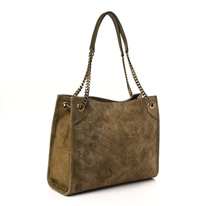 Saint Laurent Suede Matelasse Monogram Medium Niki Shopper Tote New Barley 3 of 9