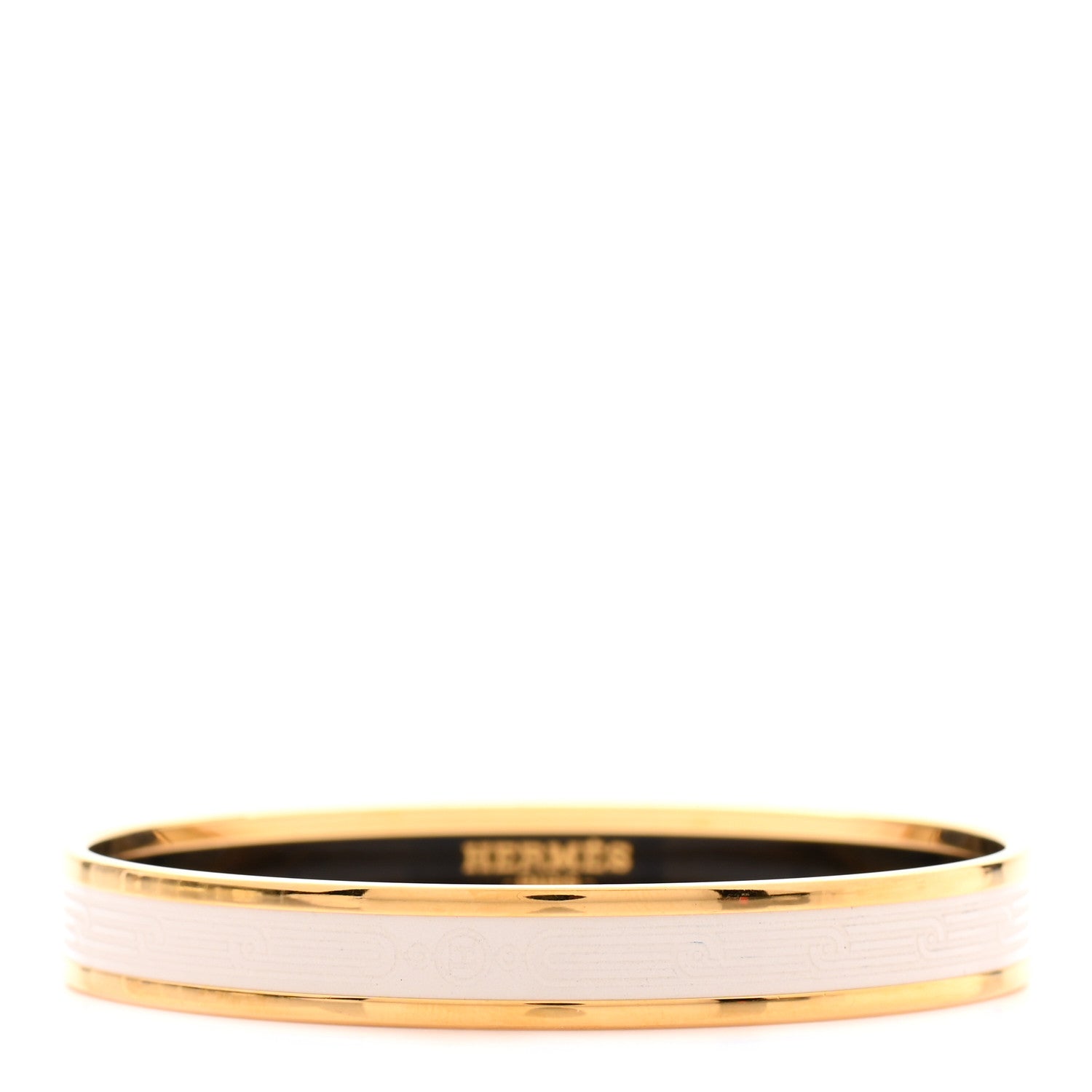 Hermes Enamel Printed Narrow Sellier Bracelet 65 White 1 of 6