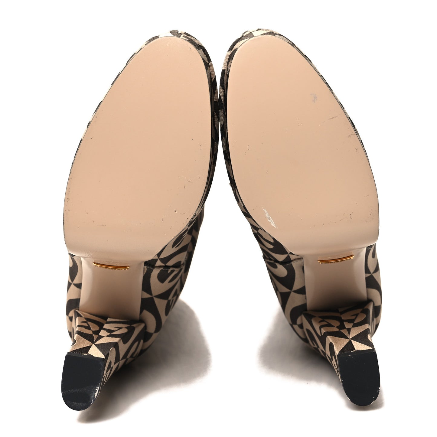 Fabric G Rhombus Print Platform Boots 37.5 Beige Cocoa