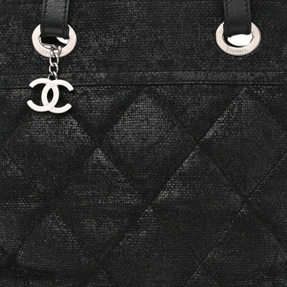 Chanel Coated Canvas Quilted Small Paris Biarritz Tote Black 8 of 10