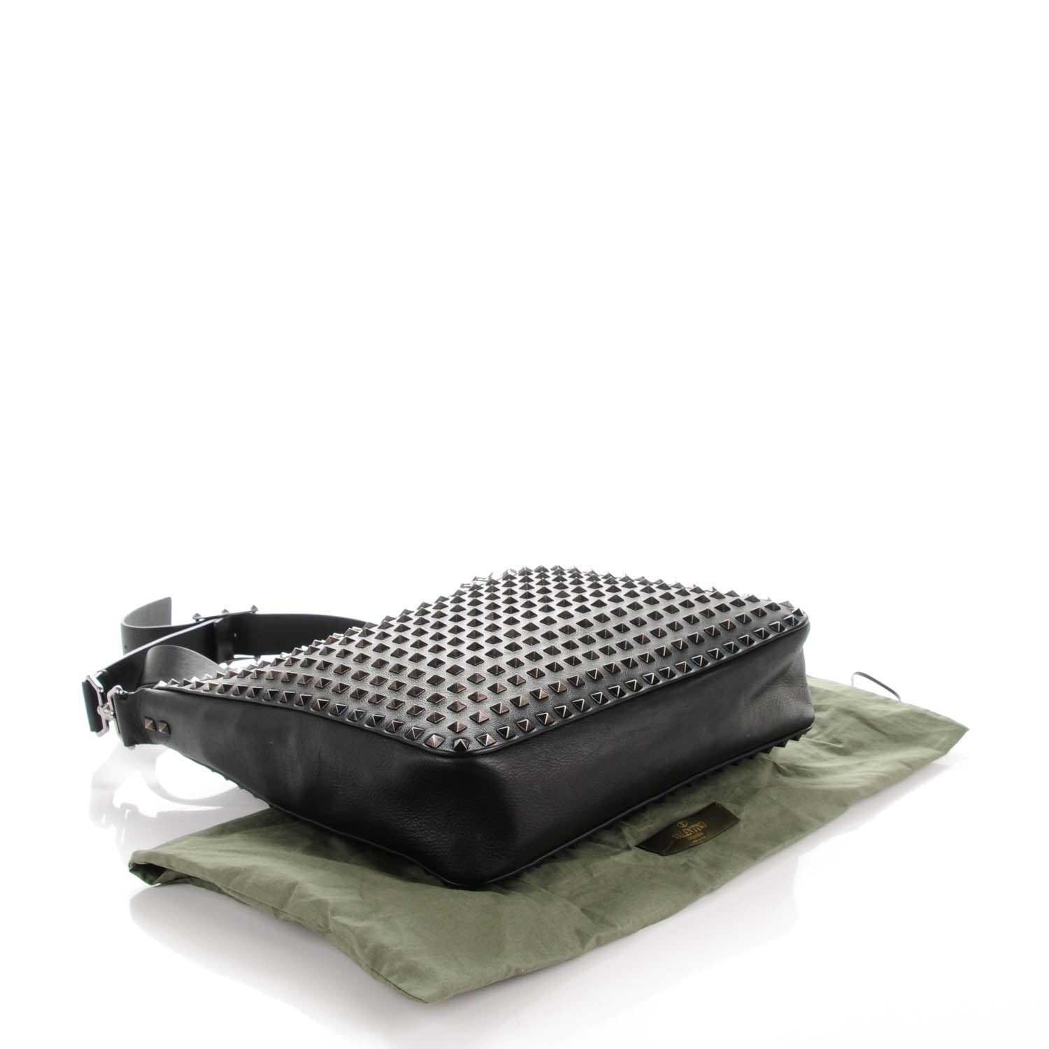 Valentino Garavani Calfskin Large Rockstud All Over Flip-Lock Messenger Bag Black 4 of 6