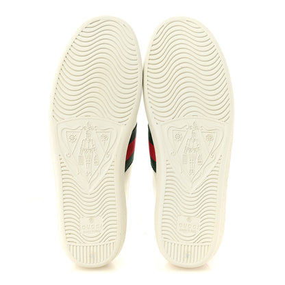 Gucci Calfskin Ayers Bee Embroidered Womens Ace Sneakers 38 White Green 6 of 10