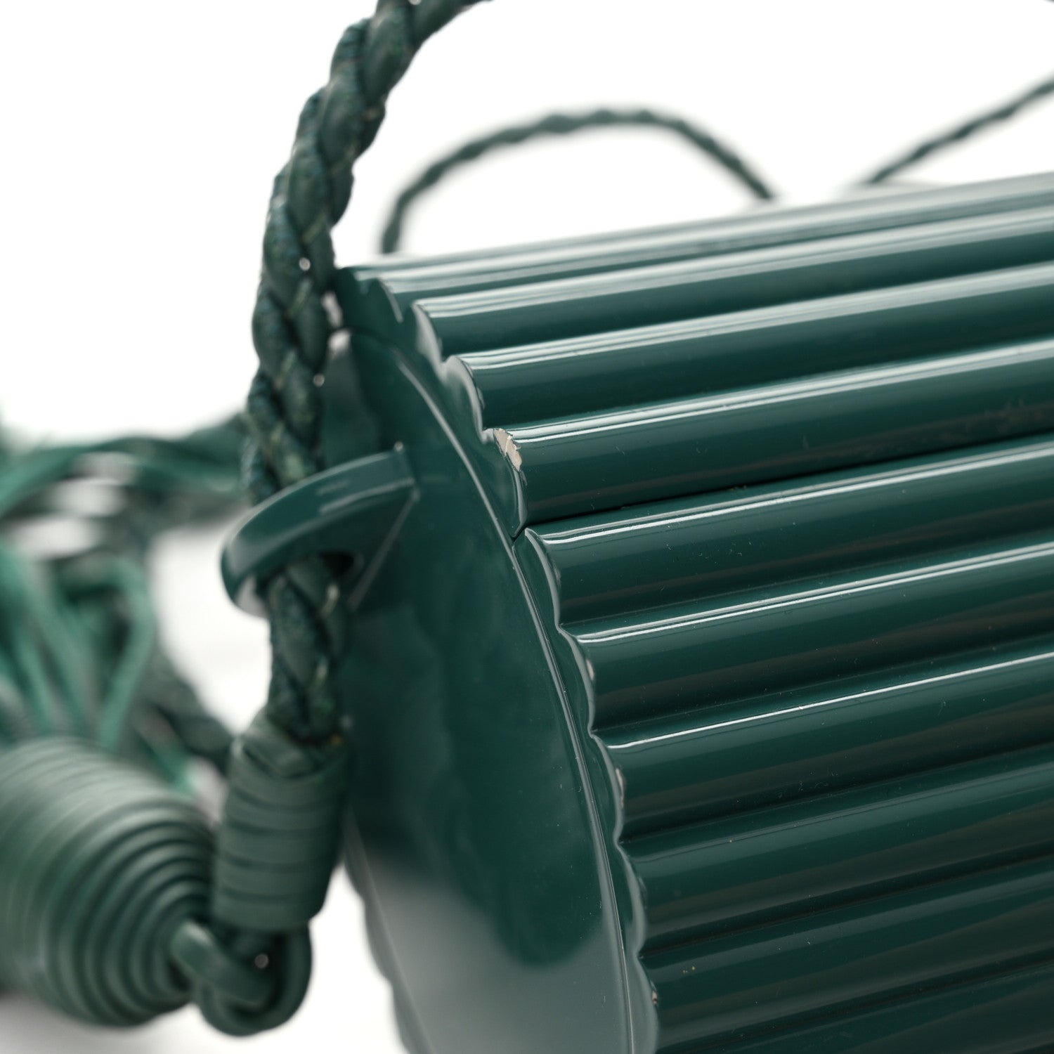 Saint Laurent Ribbed Plexiglass Lambskin Fringe Monogram Opium Box Bag Green 14 of 16