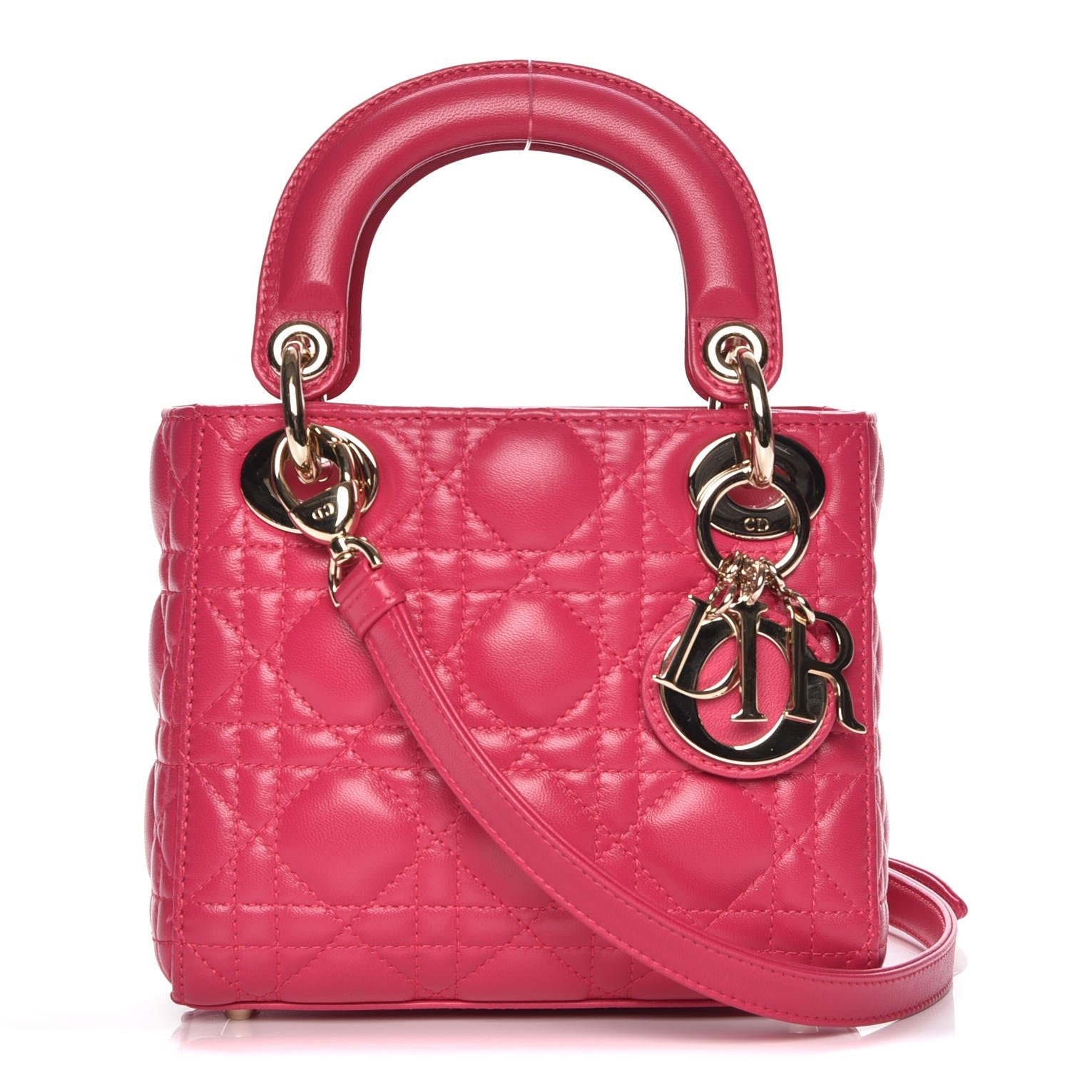Christian Dior Lambskin Cannage Mini Lady Dior Fuchsia 1 of 8