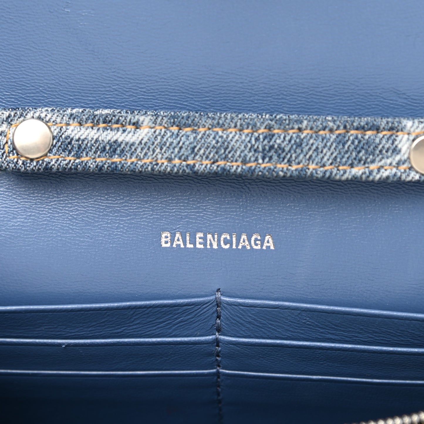 Denim BB Monogram Hourglass Chain Bag Blue