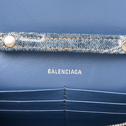 Balenciaga Denim BB Monogram Hourglass Chain Bag Blue 6 of 9