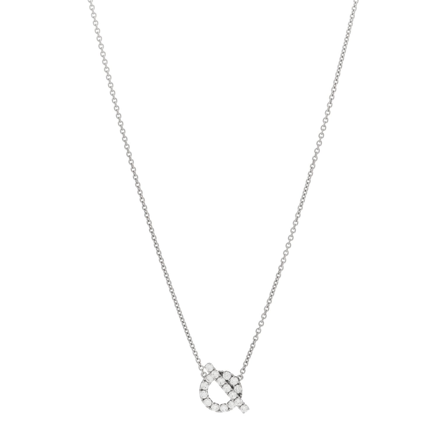 Hermes 18K White Gold Diamond Finesse Pendant Necklace 1 of 5