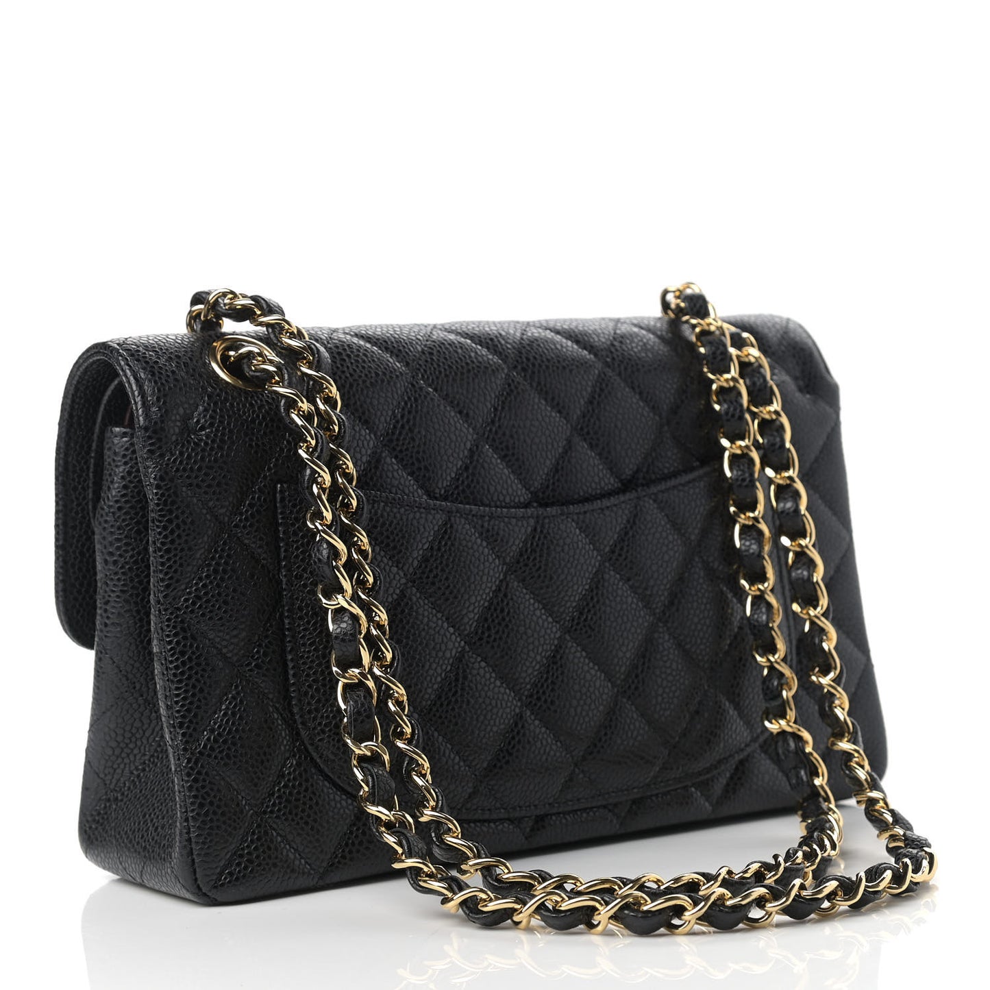 Caviar Quilted Small Double Flap Black