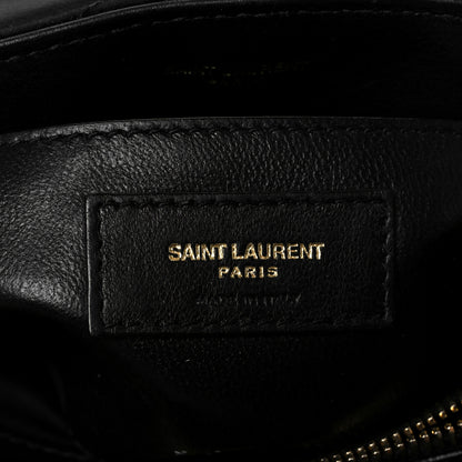 Saint Laurent Suede Calfskin Y Quilted Monogram Small Loulou Chain Satchel Black 7 of 14