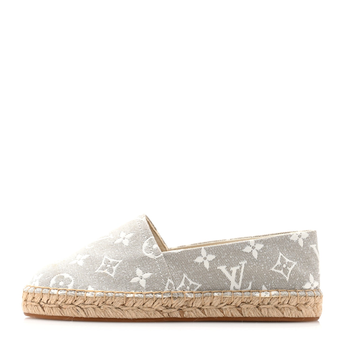 Monogram Denim Starboard Espadrille Flats 36 Grey
