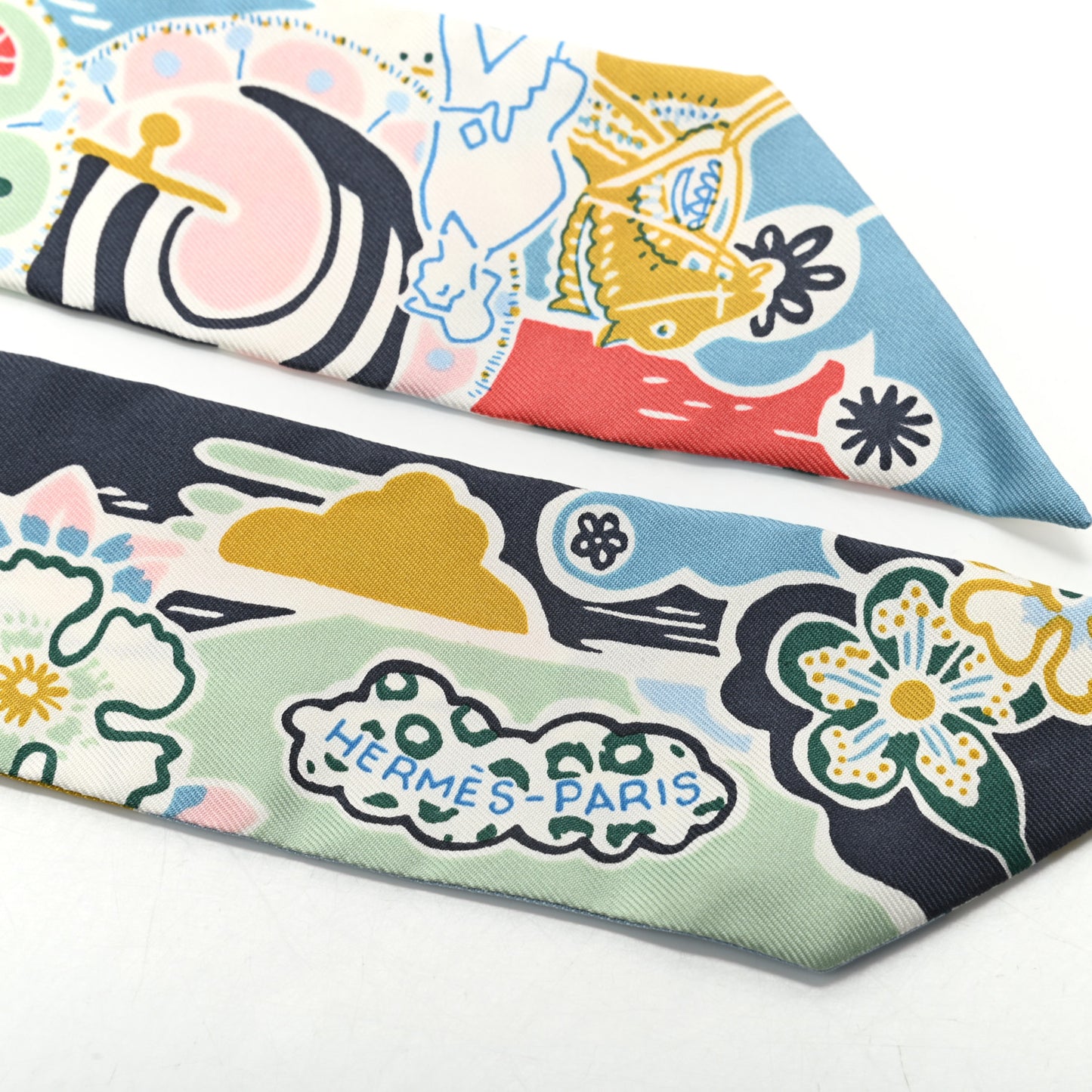Silk Bingata Twilly Bleu Ciel Vert Rose