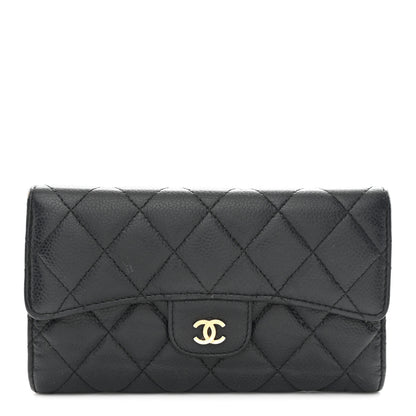 Chanel Caviar Quilted Long Flap Wallet Black 1 of 9
