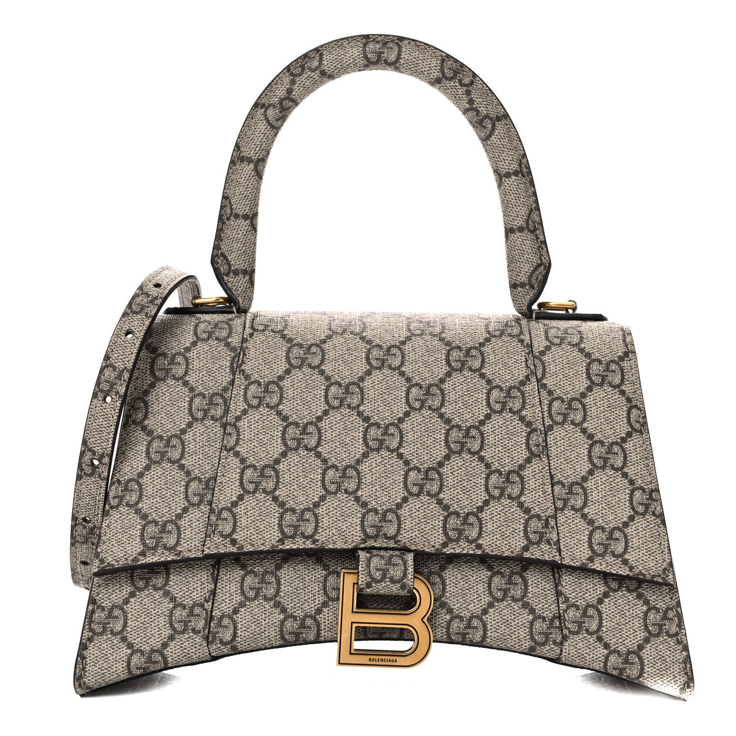 Balenciaga X GUCCI GG Supreme Monogram Small Hourglass Top Handle Bag Beige Ebony 1 of 10